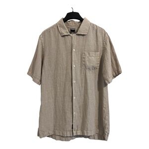 Todd Snyder Tan Linen Camp Collar Button Down Shirt size M